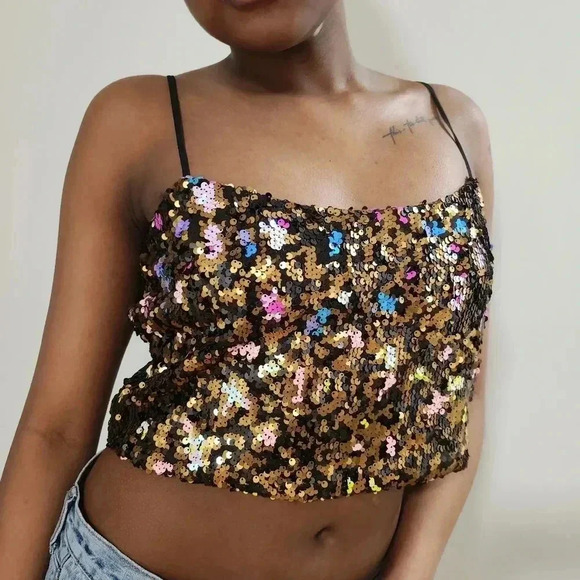 Cosmopolitan-Sequin midriff‎ top - Picture 1 of 4